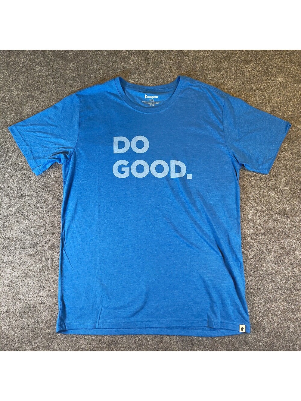 Cotopaxi Do Good Graphic Tee Blue Heather Men's Medium Organic Cotton